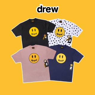 เสื้อยืดโอเวอร์ไซส์Drew HOUSE MASCOT Justin Bieber เสื้อยืดลําลองสําหรับผู้ชายผู้หญิง แขนสั้น พิมพ์ลาย FOG smiling faceS