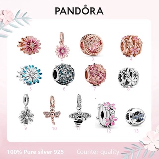 Pandora จี้เงินแท้ 925 รูปดอกเดซี่ สีชมพู ของขวัญวันเกิด สําหรับสุภาพสตรี p825