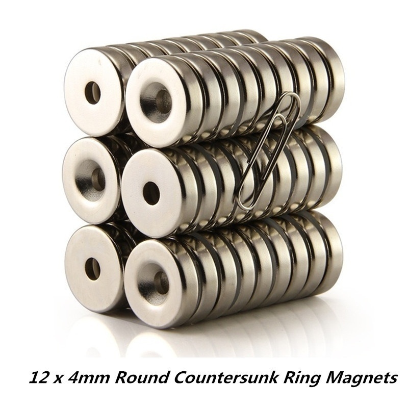 5pcs 12X4MM N35 รอบ Countersunk แหวนแม่เหล็กแม่เหล็ก 4 มม.แม่เหล็กนีโอไดเมียมแม่เหล็กที่แข็งแกร่ง