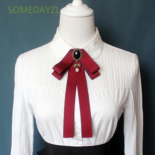 SOMEDAYZL เข็มกลัด เน็คไท เก๋ ๆ ปกเสื้อ สวย ผูกโบ ริบบิ้น มุก พู่ สวยหรู สำหรับผู้หญิง หญิงสาว หลากสี
