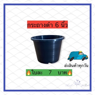 กระถางดำ 6 นิ้ว พลาสติกสีดำ แข็งแรง ทนทาน
