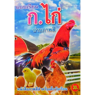 แบบเรียน ก.ไก่อ่านภาพสี a4 แบบ เก่าปกฟ้า 30