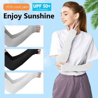 ปลอกแขนกันแดด 1 คู่ ปลอกแขนกันยูวี กันแสง กัน UV ปลอกแขนแบบสวมนิ้ว UV &amp; sun protection arm sleeves