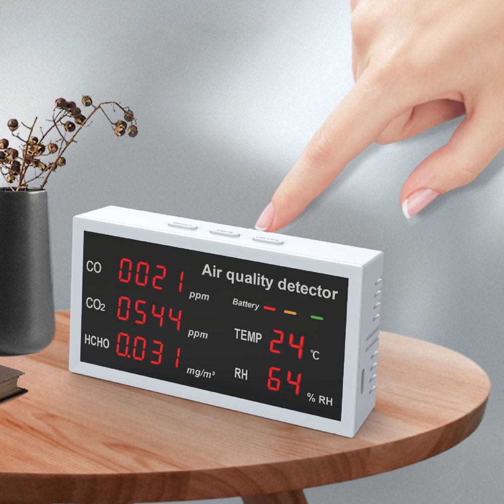 5 in 1 Air Quality Detector CO CO2 HCHO Temperature Humidity Monitoring ...