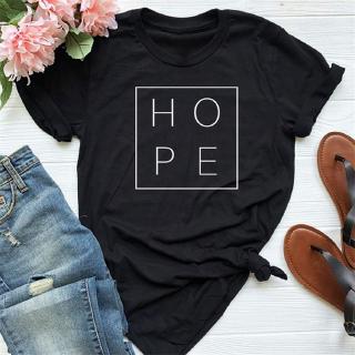 2019 ผู้หญิงเสื้อยืดแฟชั่นแขนสั้น Hope พิมพ์หญิงเสื้อยืดลำลองสุภาพสตรีเสื้อ Tee เสื้อ Femme