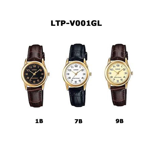 Casio Standard นาฬิกาข้อมือผู้หญิง สายหนัง รุ่น LTP-V001GL,LTP-V001GL-1B,LTP-V001GL-7B,LTP-V001GL-9B