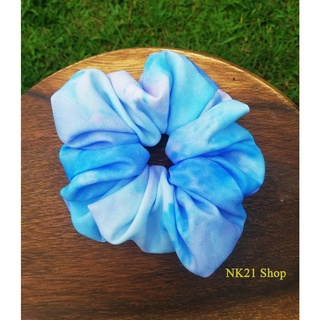 NK21 : โดนัทรัดผม หนังยางรัดผม สีฟ้า ฺBlue scrunchies ,Scrunchies ,ฺScrunchy,Hair accessories,Elastic hair tie