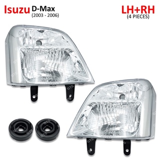 โคมไฟหน้า ไฟหน้า สีใส สำหรับ Isuzu D-Max Spark Cab,Hi-Lander,V-Crossปี 2003-2006