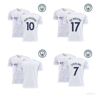 Ht3 2020-2021 แมนเชสเตอร์ซิตี้ F.C. เสื้อกีฬาแขนสั้น ลายทีมฟุตบอล Away Sterling Kun Aguero De Bruyne สําหรับผู้ชาย และผู้หญิง