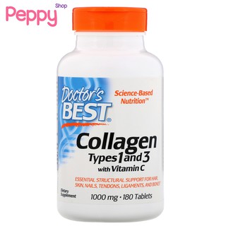 Doctors Best Collagen Types 1 and 3 with Peptan 1,000 mg 180 Tablets