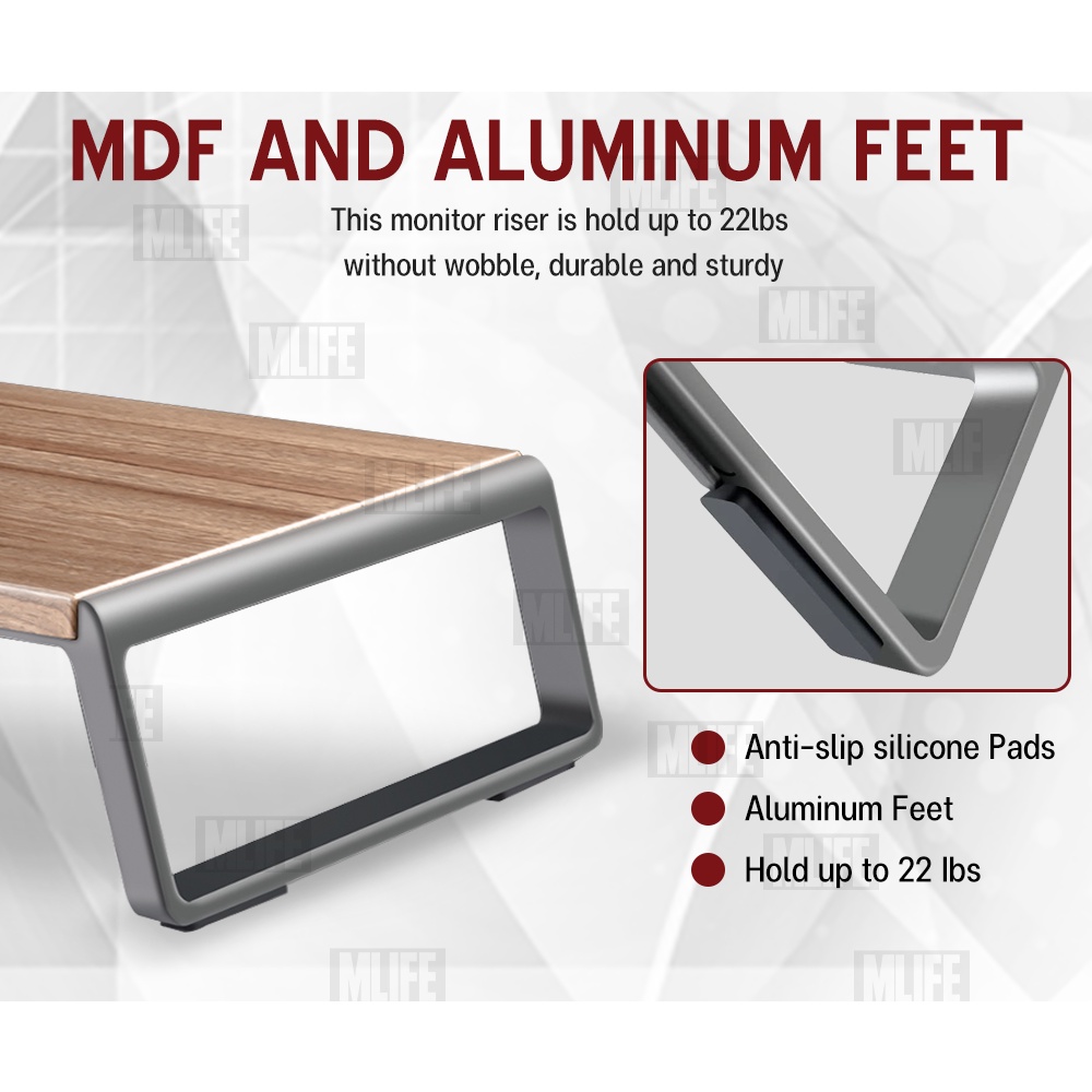MLIFE - โต๊ะวางจอคอม USB ที่วางจอคอม ชั้นวางจอคอม ชั้นวางโน้ตบุ๊ค ที่วางมอนิเตอร์ แท่นวางจอ - Monitor Stand MacBook Port