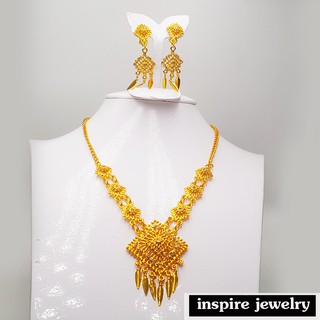 Inspire Jewelry ,ชุดไทยเซ็ทต่างหู ต่างหูแบบโบราณ ใช้หนีบ งานแฟชั่น สีทอง สำหรับประดับชุดไทย สวยหรู