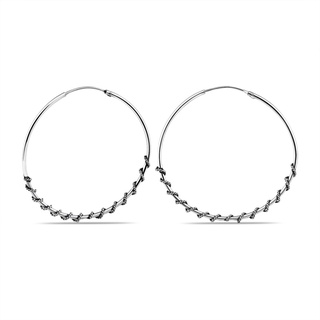 SILVER THAI 18 mm Silver Chain Hoop Earringsต่างหูเงินแท้ 92.5% / ต่างหูบาหลีต่างหูห่วงเงินแท้