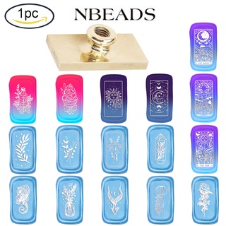 Nbeads หัวแสตมป์ขี้ผึ้ง ลายดอกไม้ ใบไม้ ดาว มะกอก แมงกะพรุน หัวสี่เหลี่ยม แกะออกได้ สําหรับตกแต่งซองจดหมาย เชิญงานแต่งงาน ของขวัญ 1 ชิ้น