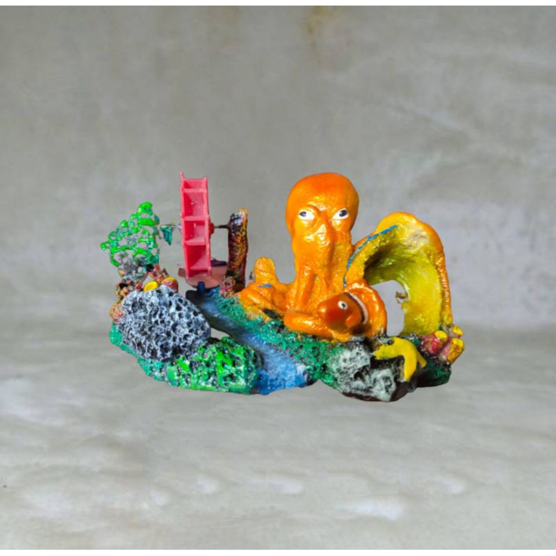 AQUARIUM DECORATIVE TOY FIBER OCTOPUS WHEEL