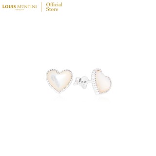 Louis Montini (Jewelry) Sterling Silver 925 Earrings ต่างหูเงินแท้ 92.5% ต่างหูผู้หญิง ฝังหินมงคล รูปหัวใจ LJER10