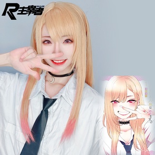 My Dress-Up Darling Cosplay Wigs Golden Pink Long Hair Costume Anime Hairpiece Fluffy Wig Halloween Party High Quality