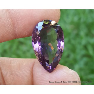 พลอย อเมทิส { Amethyst } 20.93 ct. พลอยดิบธรรมชาติ ***#อัญมณีประจำราศีกุมภ์ -ขนาด 13.9 x 23.0 x 10.7 mm. พลอยแท้100%