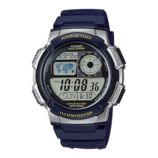 Casio Standard นาฬิกาข้อมือผู้ชาย สายเรซิน สีน้ำเงิน รุ่น AE-1000W,AE-1000W-2A,AE-1000W-2AVDF