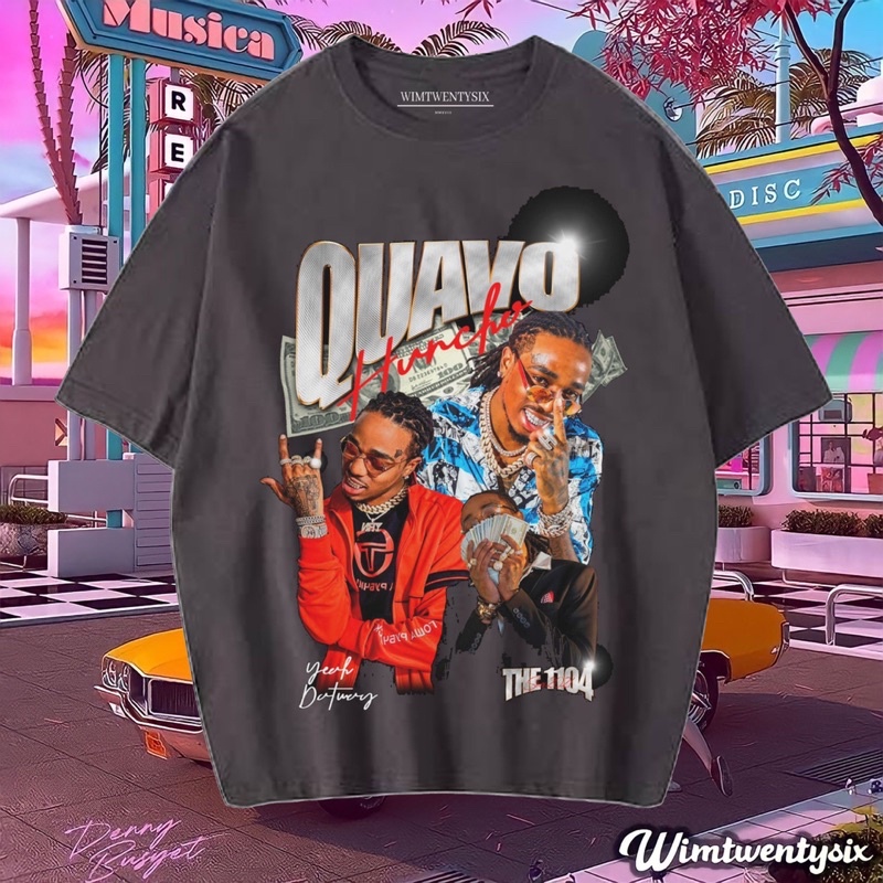 QUAVO HUNCHO VINTAGE TEE (OVERSIZE DARK GREY T-SHIRT)