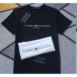 เสื้อยืดโอเวอร์ไซส์Tommy ผู้ชายและผู้หญิงคลาสสิกใหม่ผ้าฝ้ายตัวอักษรรอบคอเสื้อยืดการประกันคุณภาพ S-5XLS-3XL