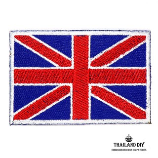 ตัวรีดติดเสื้อ ธงชาติอังกฤษ ยูเนียนแจ็ก ธงสหภาพ UK Union Flag Patch งานปัก DIY WOP ตัวรีด อาร์ม ติดเสื้อ กระเป๋า ธง