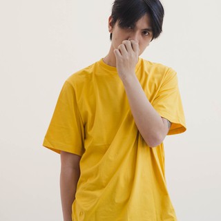 เสื้อOversize สีเหลืองล้วน , เหลืองคอดำ