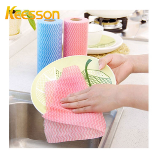 KEESSON (1ม้วน50PCS) ผ้าอเนกประสงค์ทำความสะอาด ผ้าเช็ดโต๊ะ ผ้าเช็ดจาน ผ้าเช็ดมือ ผ้าเช็ดรถ เศษผ้าที่ใช้แล้วทิ้งผ้าล้างจา