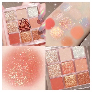 พร้อมส่ง อายแชโดว์พาเลท 9 สี ผสมกลิตเตอร์ สีสวย ติดทน กันน้ำ