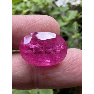 synthic lab made pink sapphire corundum size 18x13  weight 19 carats