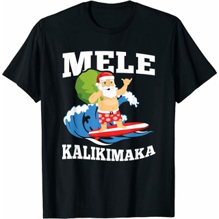 [COD]เสื้อยืดคอกลมcrew neckเสื้อยืด พิมพ์ลาย Surfing Santa Mele Kalikimaka สไตล์ฮาวาย คริสต์มาสS-4XLS-5XL