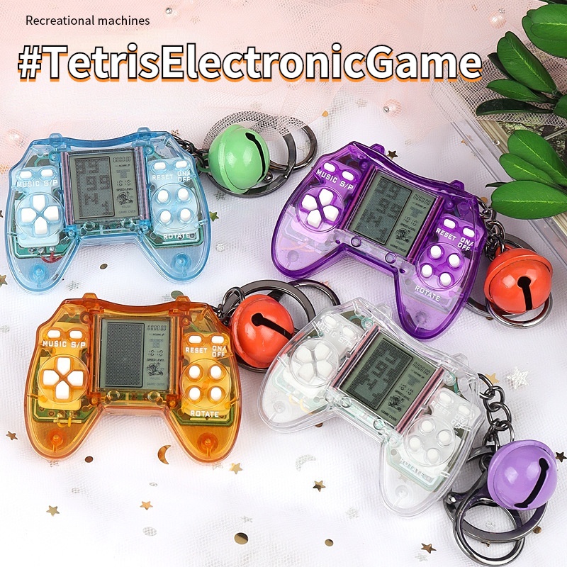 แบบพกพา เกมบอยมินิ เกมกดคลายเครียด ปุ่มกด เกมกดพกพา Tetris คอนโซลมือถือ พวกกุญแจ ของเล่นสำหรับเด็ก
