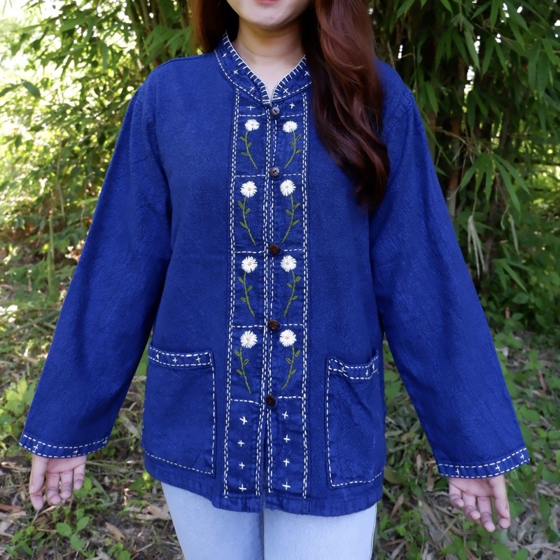 เสื้อหม้อฮ่อมแขนยาวฟอกนิ่มใส่สบาย‼️อก40-58"‼️มาใหม่‼️ใส่ได้ทั้งญ-ช☂️ผ้าฟอกนิ่ม❎ไม่หด