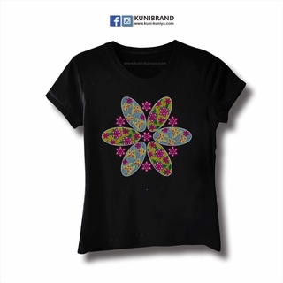 K115 เสื้อยืดผู้หญิง ตกแต่ง-ประดับ-พิมพ์ลาย-เพชรแฟชั่น blooming flowers Bling Tees by kunibrand