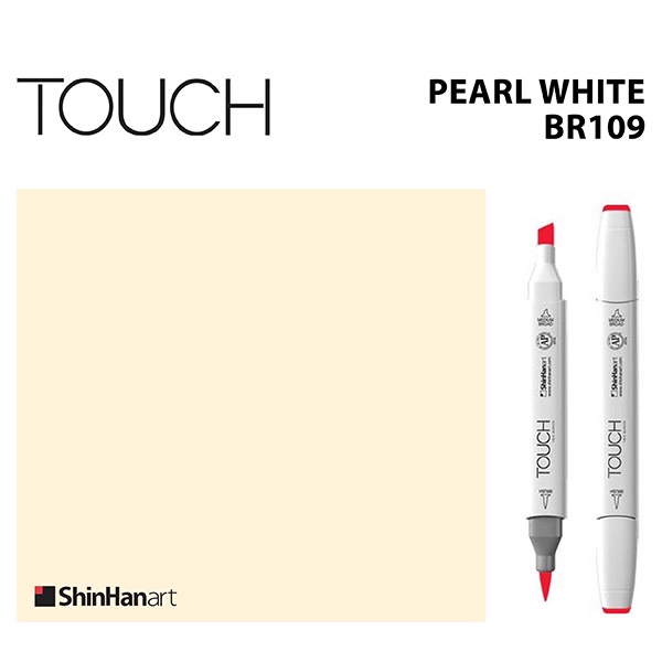 TOUCH TWIN BRUSH MARKER BR109 (PEARL WHITE) / มาร์คเกอร์หัวพู่กัน-หัวตัดขนาดกลาง รหัส BR109 (PEARL WHITE)