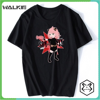 คอตต้อนคอกลมWalkie เสื้อยืดแขนสั้น พิมพ์ลายการ์ตูนอนิเมะ Spy X Family Forger Anya สไตล์ญี่ปุ่น ฮาราจูกุ แฟชั่นฤดูร้อน สํ