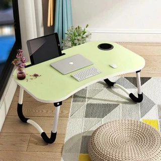 AT.SuperShop โต๊ะพับ โต๊ะคอมพับได้ Ergonomic | โต๊ะทำงาน มีช่องวางแก้ว/มือถือ พกพาสะดวก เก็บง่าย (5สี/พร้อมส่ง)