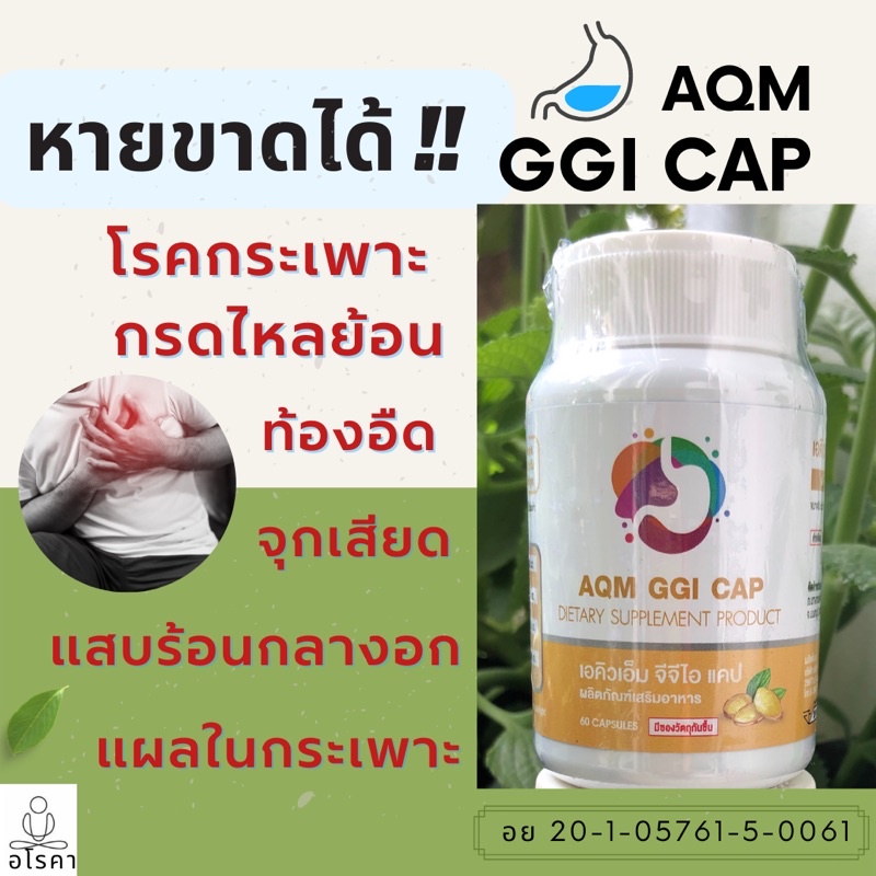AQM GGI CAP กรดไหลย้อน แสบร้อนกลางอก จุกเสียด ท้องอืด ท้องเฟ้อ แผลในกระเพาะอาหาร ลดกรด โรคกระเพาะ