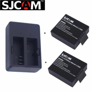 แบตเตอรี่2ก้อนพร้อมที่ชาร์จแบตเตอรี่กล้อง SJCAM DUAL-SLOT CHARGER + Battery x 2 for SJCAM SJ4000 SJ5000 M10