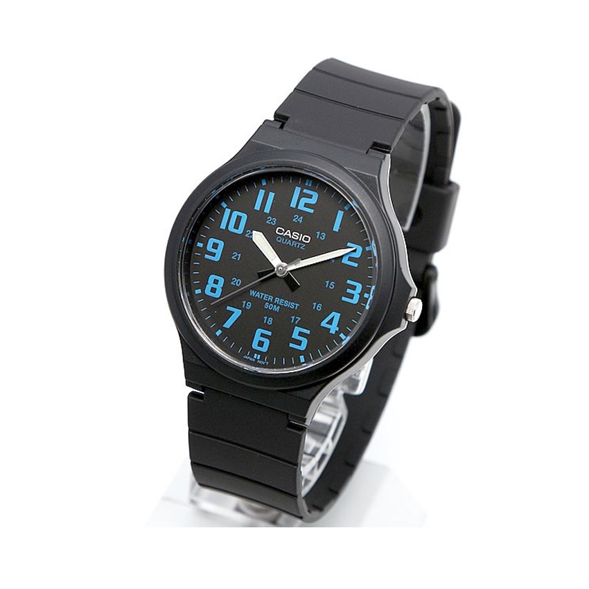 Casio นาฬิกาข้อมือผู้ชาย สายเรซิ่น สีดำ รุ่น MW-240,MW-240-2B,MW-240-2BVDF