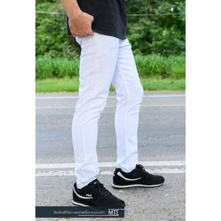 MTE กางเกงยีนส์สีขาวผ้ายืด ทรงเดฟ เป้าซิป รุ่น 507-5 สินค้าพร้อมส่ง  มีบริการเก็บปลายทางด้วยครับ มีเอว 28-36-#-3