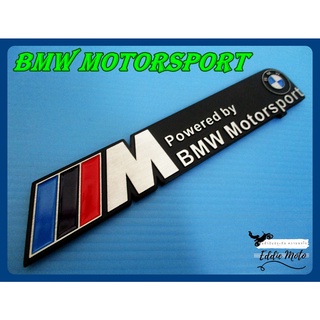 "BMW Motorsport" EMBLEM PLATE size 16x3 cm.  // โลโก้ แผ่นข้อความ BMW Motorsport พื้นสีดำ พร้อมกาวติด สินค้าคุณภาพดี