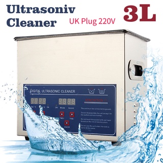 [คลังสินค้าใส] เครื่องซักผ้าอัลตราโซนิก เครื่องทำความสะอาด Ultrasonic Cleaner เครื่องทําความสะอาดถังอัลตราโซนิก จับเวลา ดิจิทัล อุปกรณ์ทําความร้อน ทําความสะอาด ทนทาน ใช้งานง่าย 220V ขนาด 3 ลิตร ปลั๊ก UK