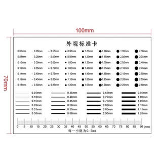 แผ่นใสมาตราฐานสำหรับตรวจสอบจุดและบรรทัด ขนาด 100x70mm,Card Gauge Point Gauge,QG-HDB-A7-2.0