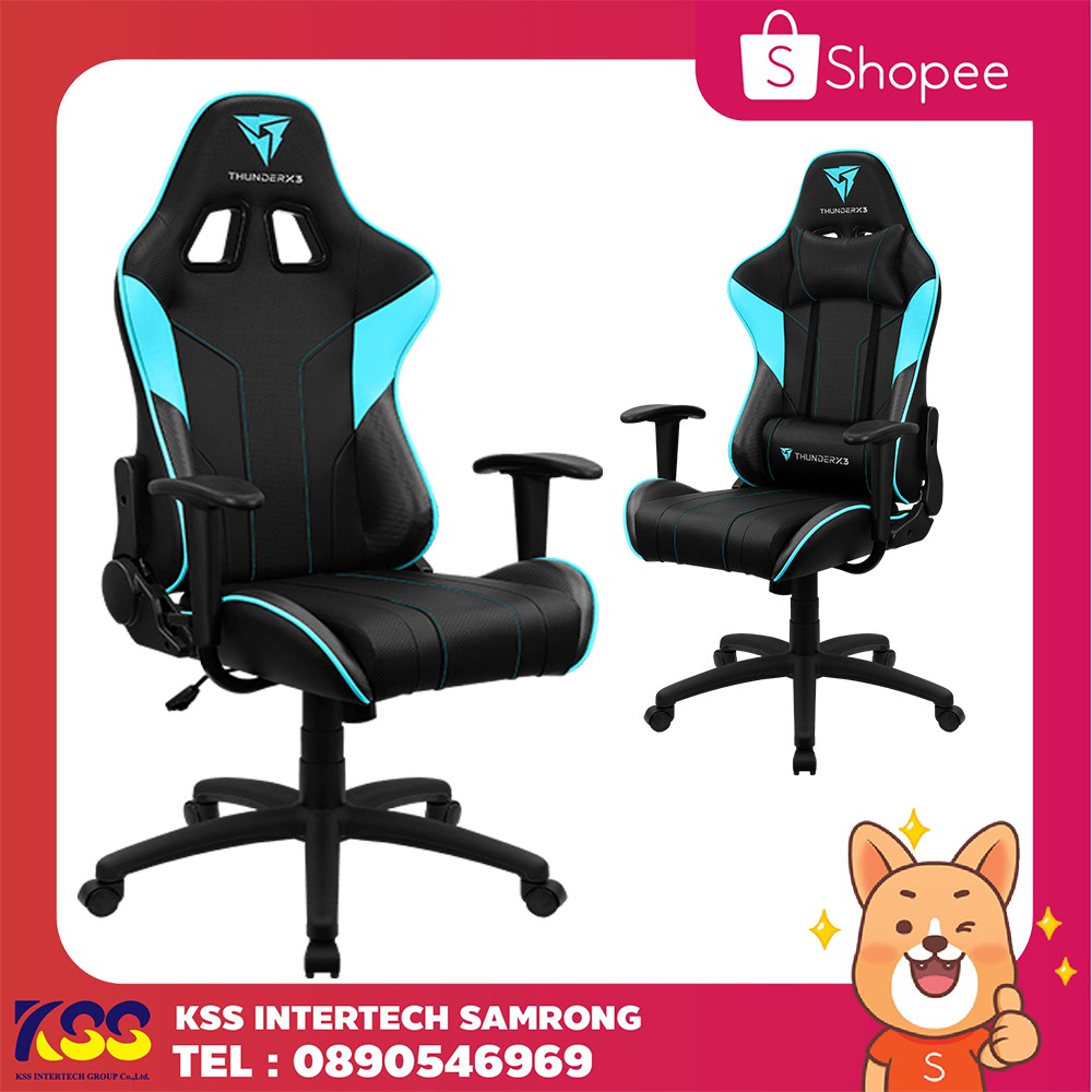 เก้าอี้เกมส์มิ่ง ThunderX3 EC3 Gaming Chair - Black/CYAN  (ดำ/ฟ้า)