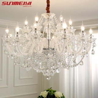 Sunmeiyi โคมไฟระย้าคริสตัล K9 LED ขนาดใหญ่ หรูหรา สไตล์โมเดิ…