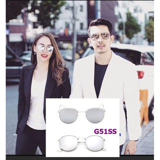 แว่นตา GAMT Round Aviator Sunglasses  Sliver Frame White Film - กรอบเงิน เลนส์ปรอทสีเงิน ของแท้