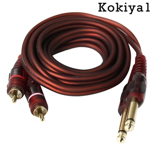 ( Kokiya 1 ) สายสัญญาณเสียง Dual 1 / 4 " Jack 6 . 35 มม . To Dual Rca Phono Male สําหรับเครื่องขยายเสียงผสม