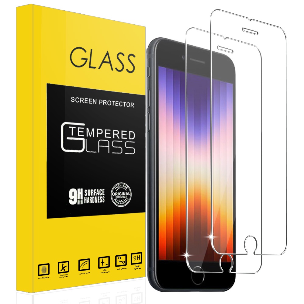 IPhone SE 2022 กระจกเทมเปอร์ปกป้องหน้าจอใส 9H Hardness Bubble Free Anti-Fingerprint [2 แพ็ค]