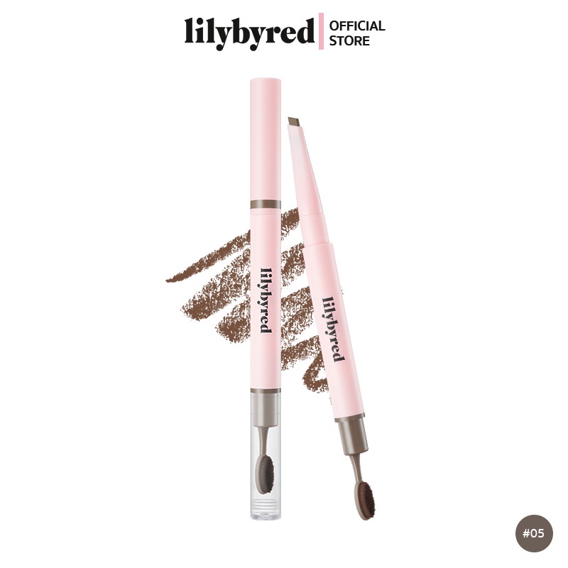 [สีน้ำตาลเทา] LILYBYRED HARD FLAT BROW PENCIL 0.17g #05 Ash Brown ( ดินสอเขียนคิ้ว )